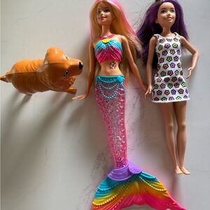 TWO Barbie’s including Dog with puppies